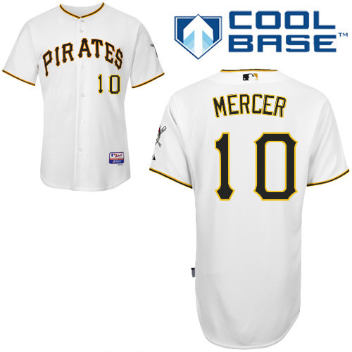 Jordy Mercer #10 MLB Jersey-Pittsburgh Pirates Men's Authentic Home White Cool Base Baseball Jersey